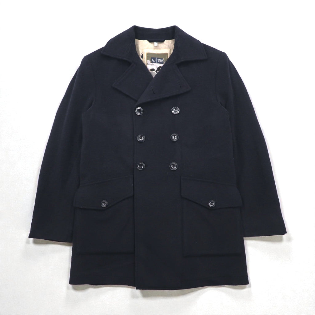 ARMANI JEANS ダブルブレスト ピーコート S ネイビー ウール 30周年記念