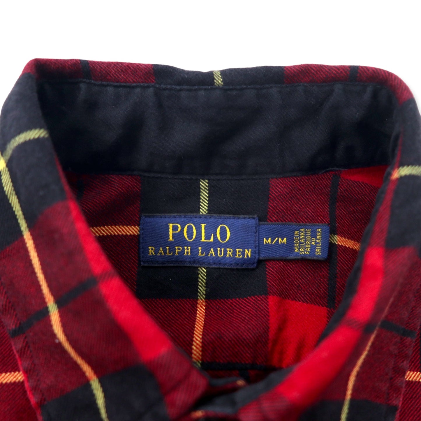 POLO RALPH LAUREN ボーイフレンドフィット フランネルシャツ M レッド チェック コットン スリランカ製