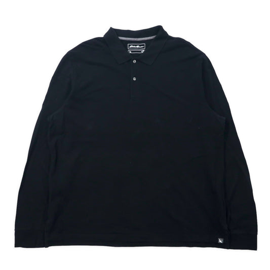 日本然リトテ-古着オンライン-Eddie Bauer ビッグサイズ 長袖ポロシャツ 2XL ブラック コットン-Eddie Bauer Big Size Long Sleeve Polo Shirt 2XL Black Cotton