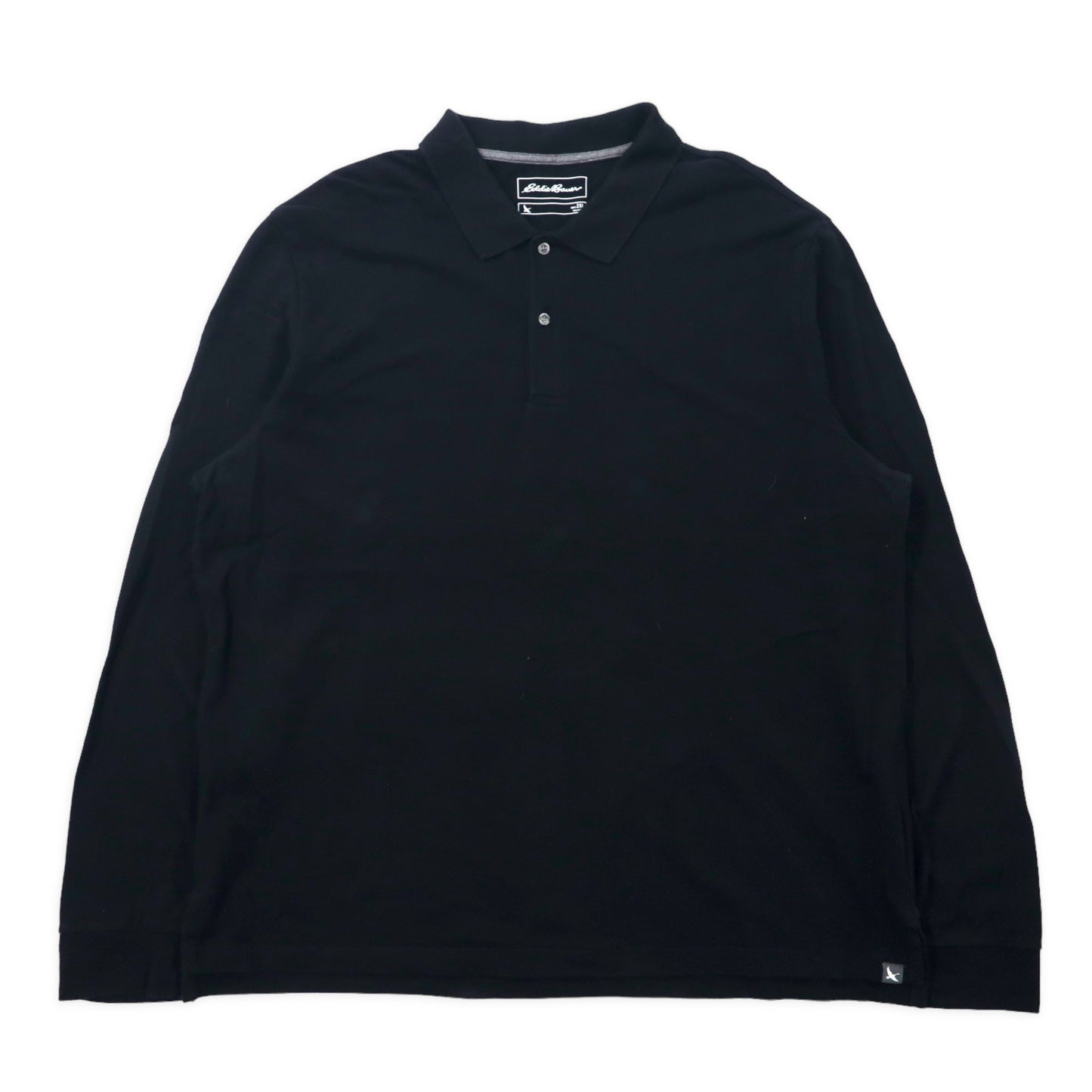 Eddie Bauer Big Size Long Sleeve Polo Shirt 2XL Black Cotton 