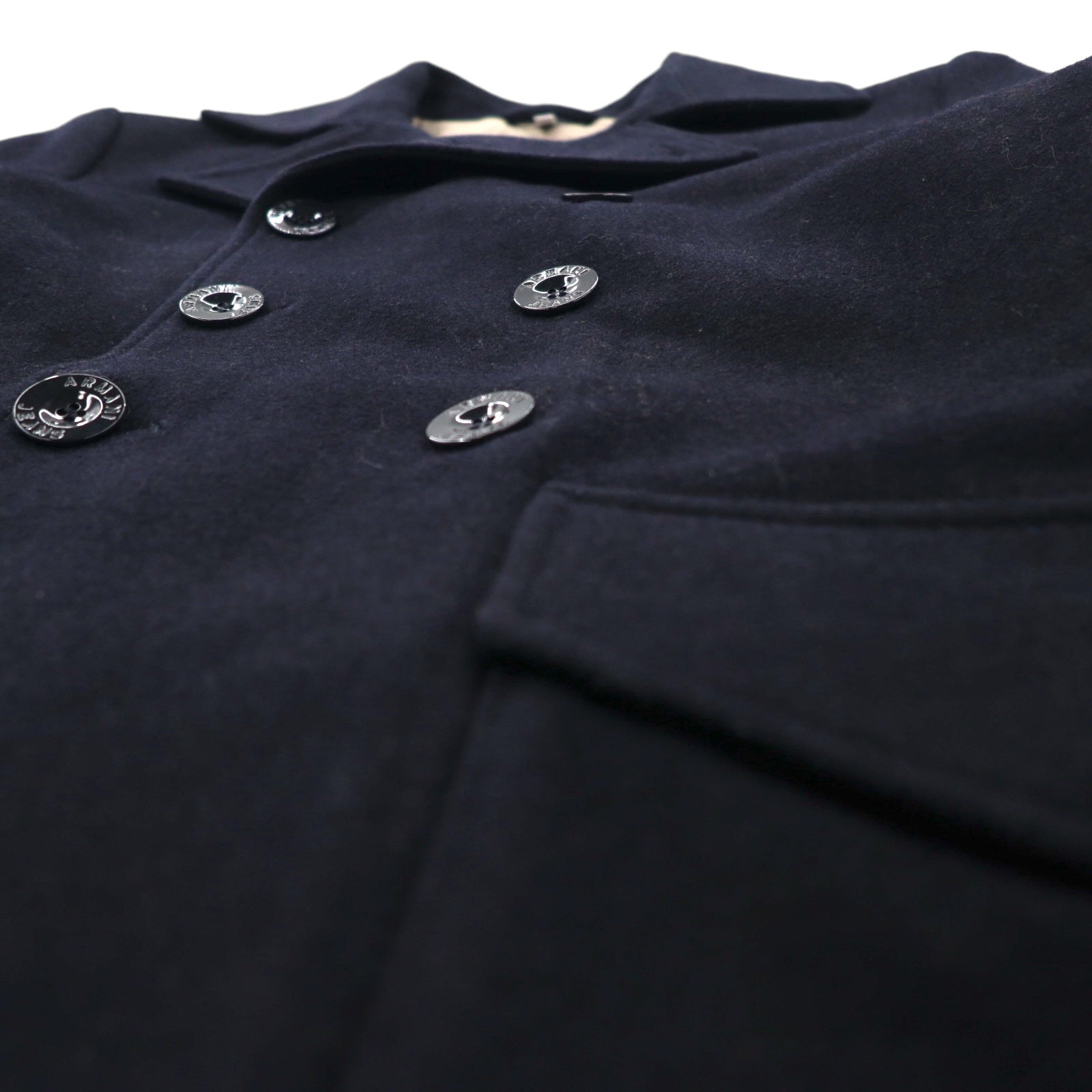 ARMANI JEANS ダブルブレスト ピーコート S ネイビー ウール 30周年記念