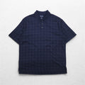 Brooks Brothers Performance Knit Polo Shirt L Navy Check DOUBLE MERCERIZED COTTON Mercerized