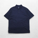 Brooks Brothers Performance Knit Polo Shirt L Navy Check DOUBLE MERCERIZED COTTON Mercerized