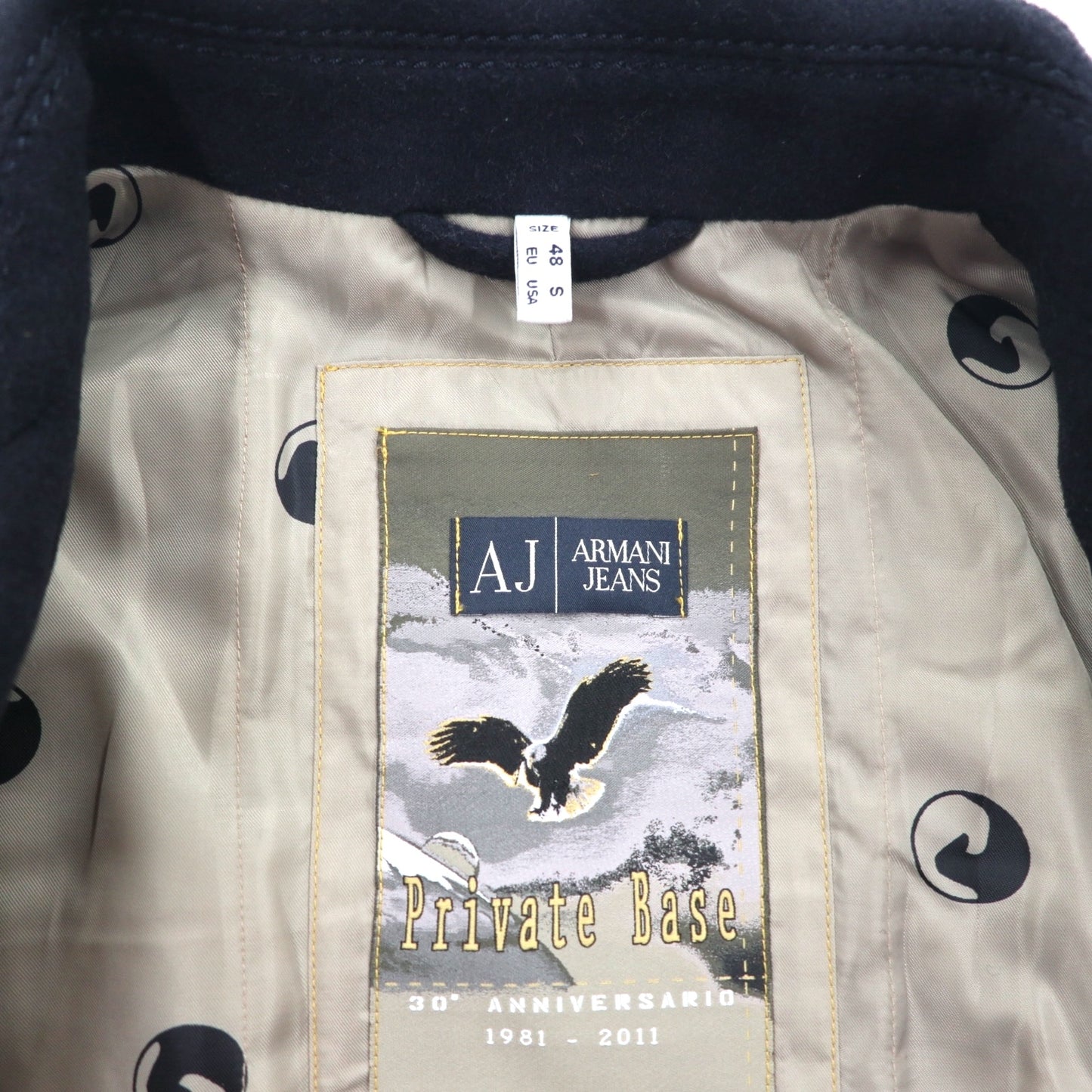 ARMANI JEANS ダブルブレスト ピーコート S ネイビー ウール 30周年記念