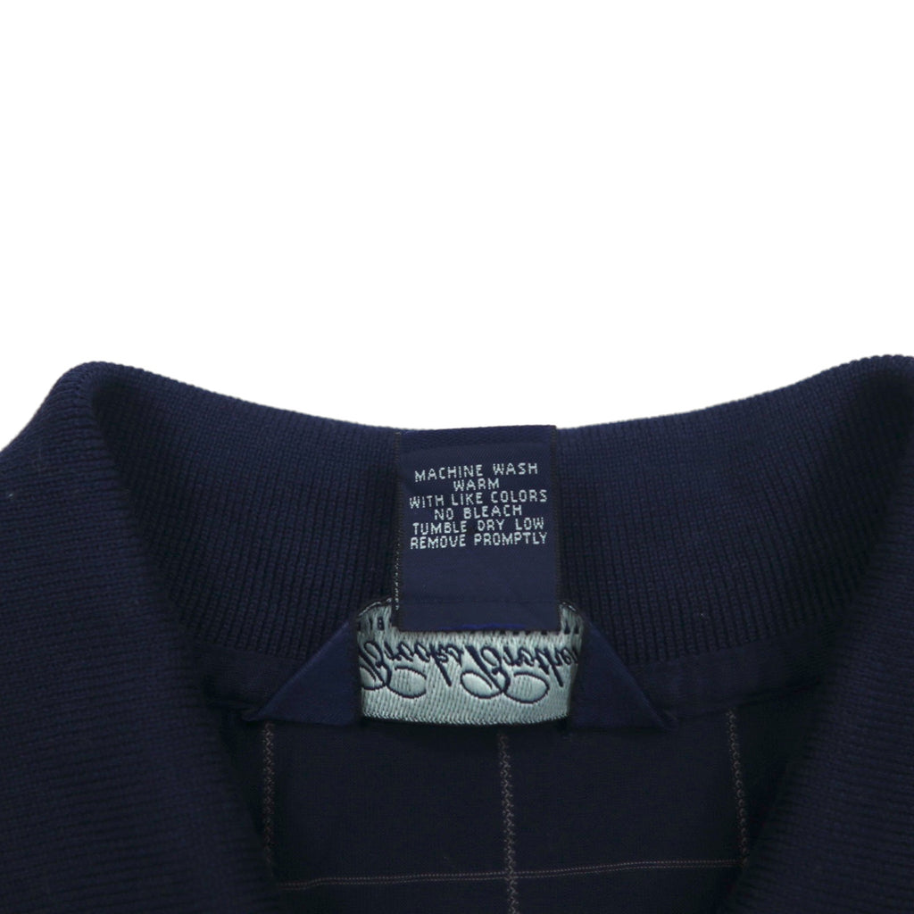 Brooks Brothers Performance Knit Polo Shirt L Navy Check DOUBLE MERCERIZED COTTON Mercerized