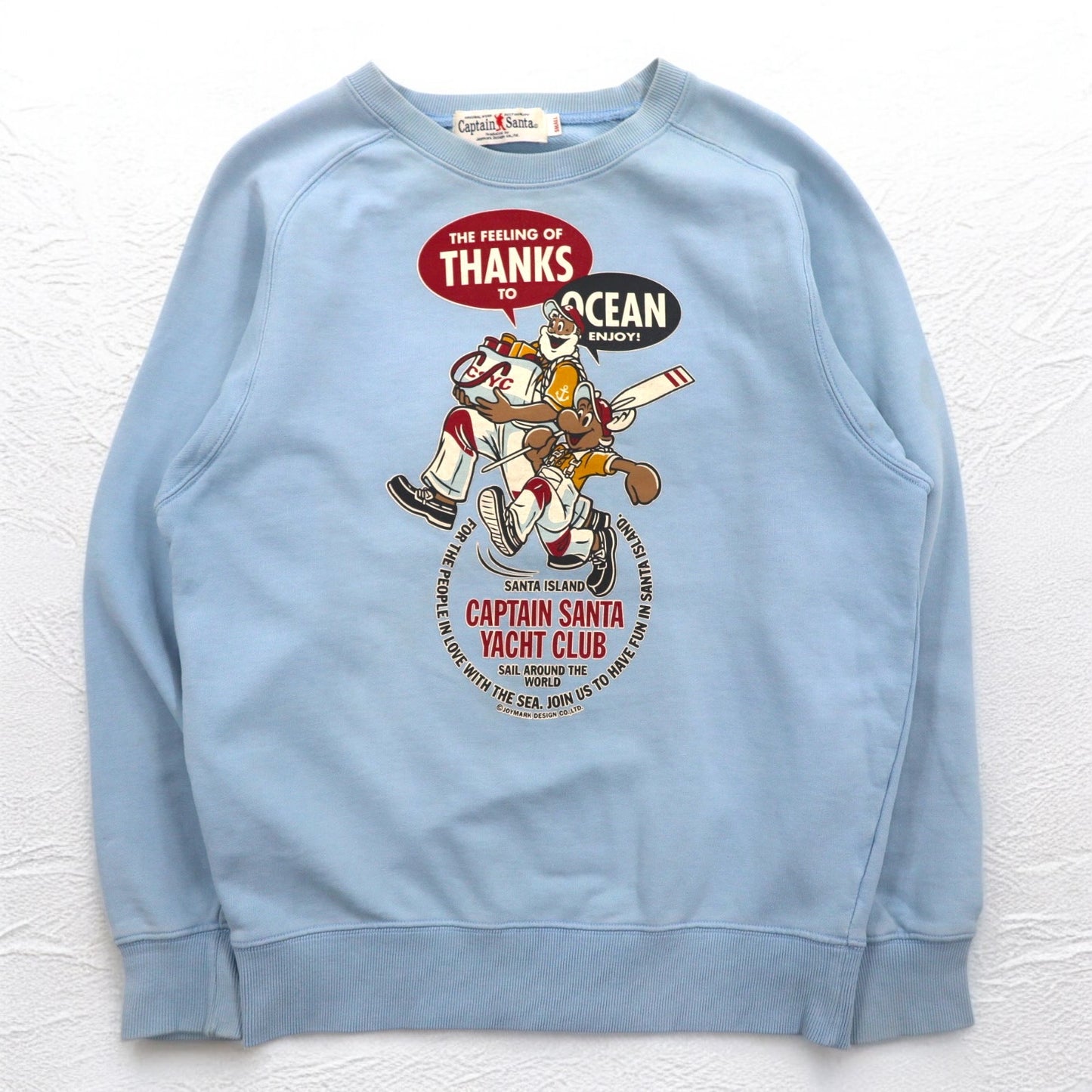 Captain Santa 90年代 キャラクタープリント スウェット S ブルー コットン 両面プリント