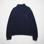 Polo Ralph Lauren 90s Shawl Collar Sweatshirt, Size L, Navy, Small Pony Embroidery