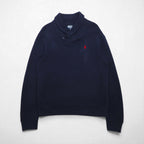 Polo Ralph Lauren 90s Shawl Collar Sweatshirt, Size L, Navy, Small Pony Embroidery