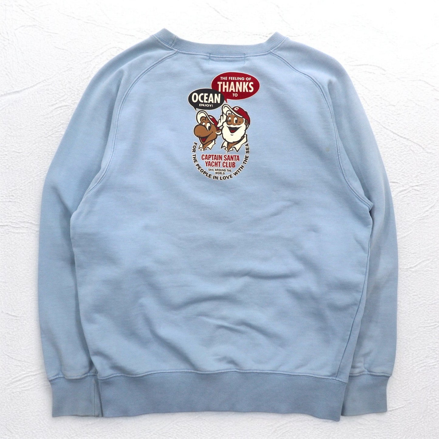 Captain Santa 90年代 キャラクタープリント スウェット S ブルー コットン 両面プリント