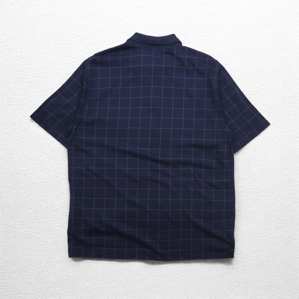 Brooks Brothers Performance Knit Polo Shirt L Navy Check DOUBLE MERCERIZED COTTON Mercerized