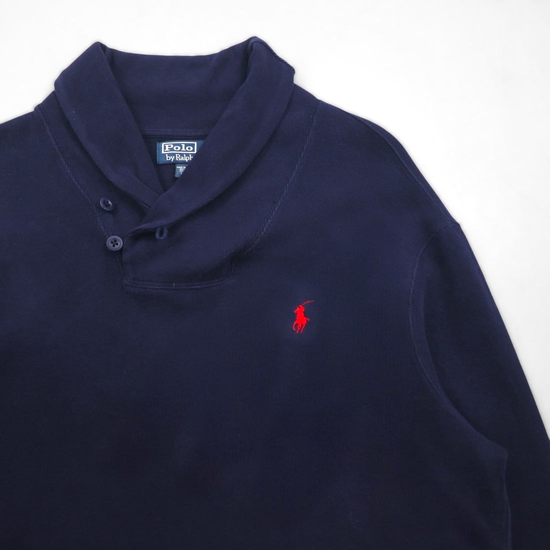 Polo Ralph Lauren 90s Shawl Collar Sweatshirt, Size L, Navy, Small Pony Embroidery
