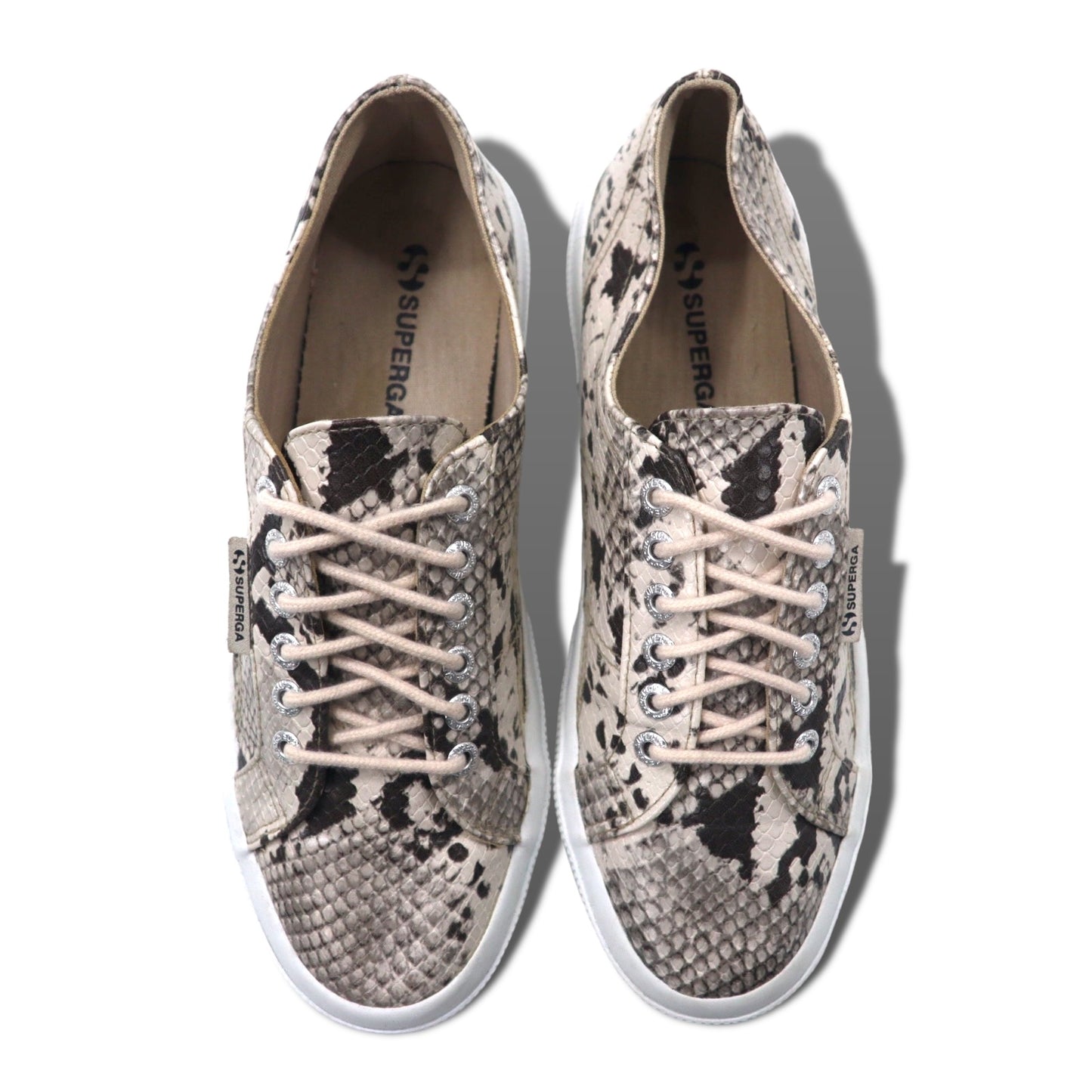 SUPERGA パイソン スニーカー 25cm ベージュ Snake Skin Embossed Sneakers S00FLH0