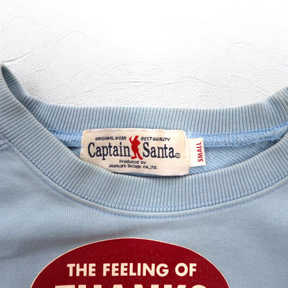Captain Santa 90年代 キャラクタープリント スウェット S ブルー コットン 両面プリント