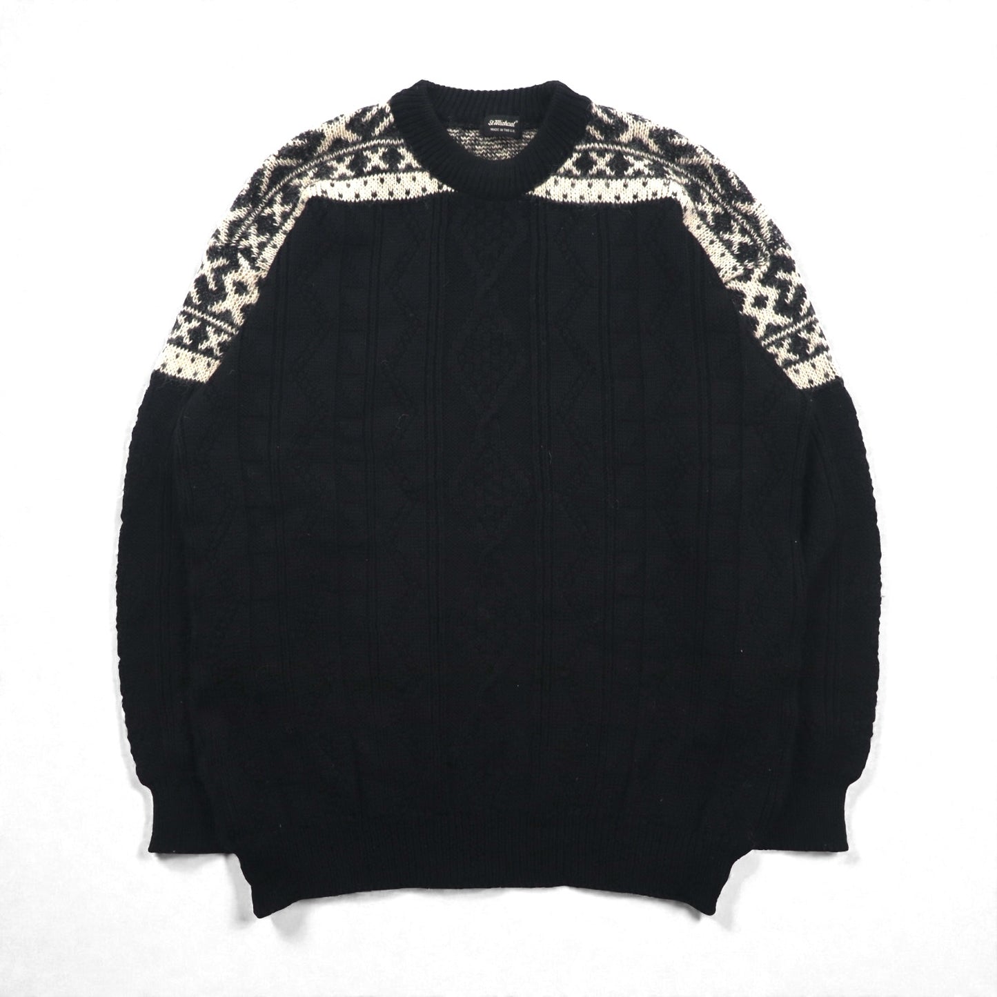 St.michael 90年代 英国製 フィッシャーマン アラン ニット セーター L ノルディック イギリス製