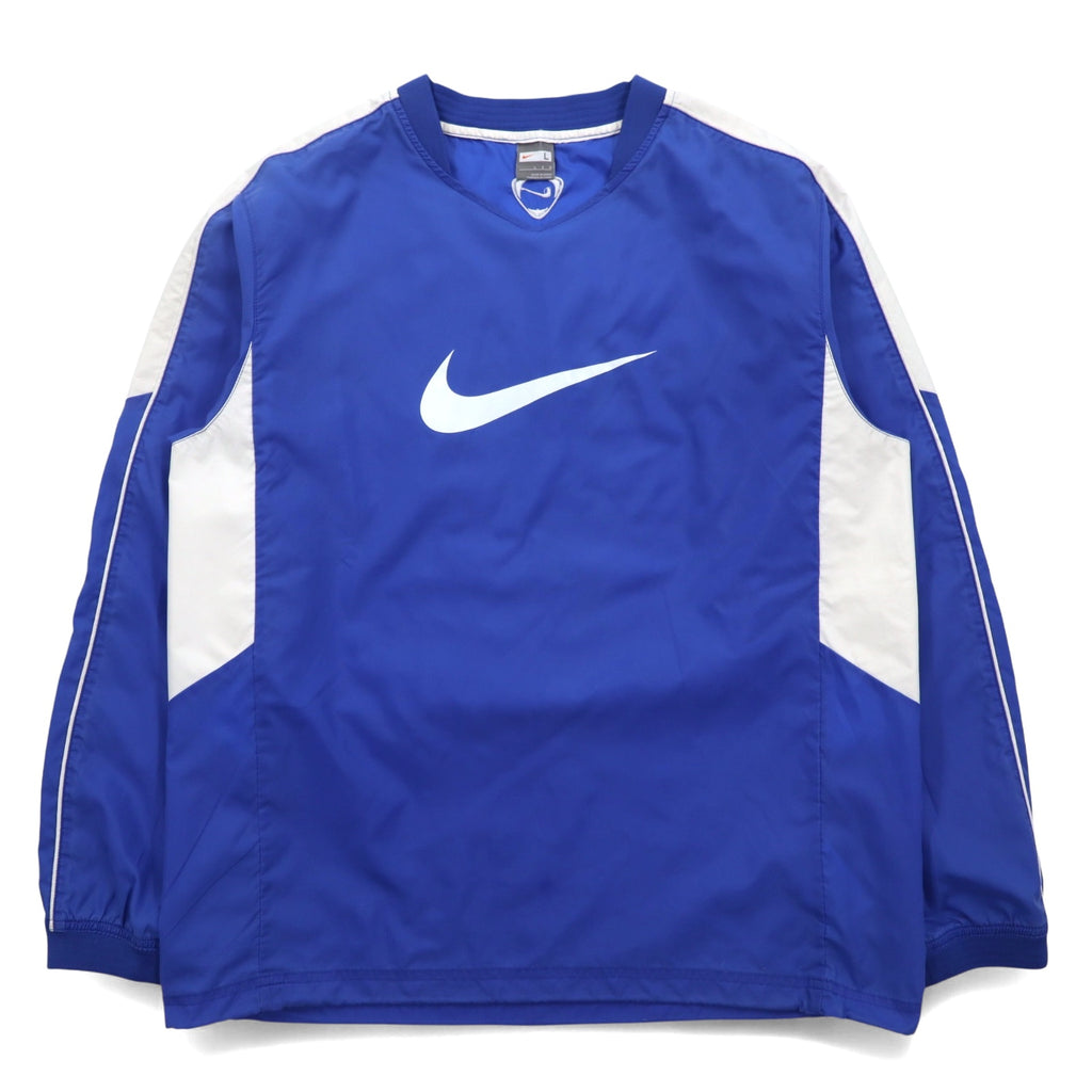 NIKE Piste Pullover Nylon Jacket L Blue Swoosh Logo