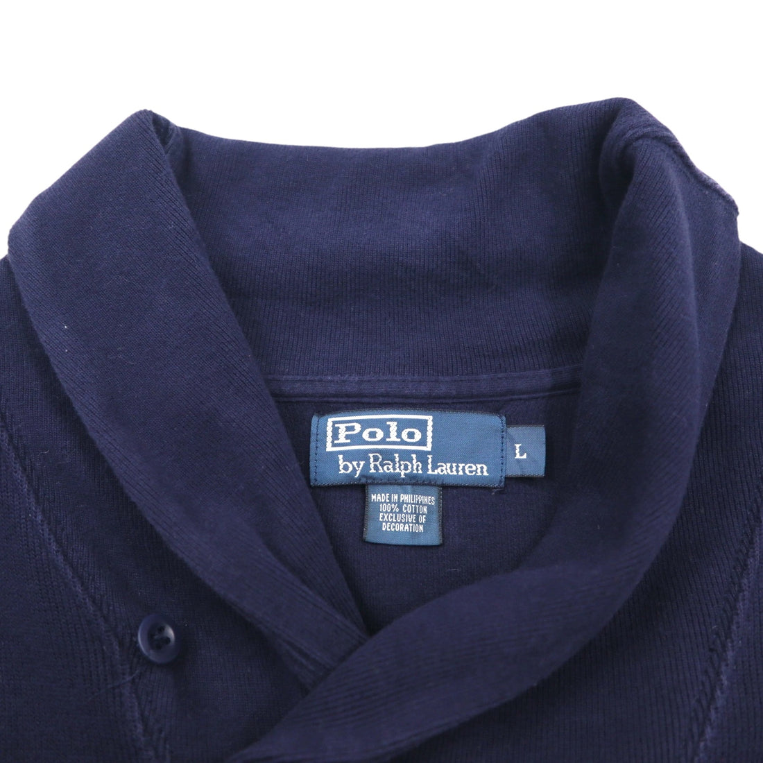 Polo Ralph Lauren 90s Shawl Collar Sweatshirt, Size L, Navy, Small Pony Embroidery