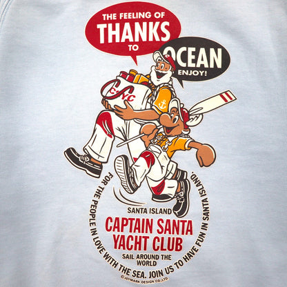 Captain Santa 90年代 キャラクタープリント スウェット S ブルー コットン 両面プリント