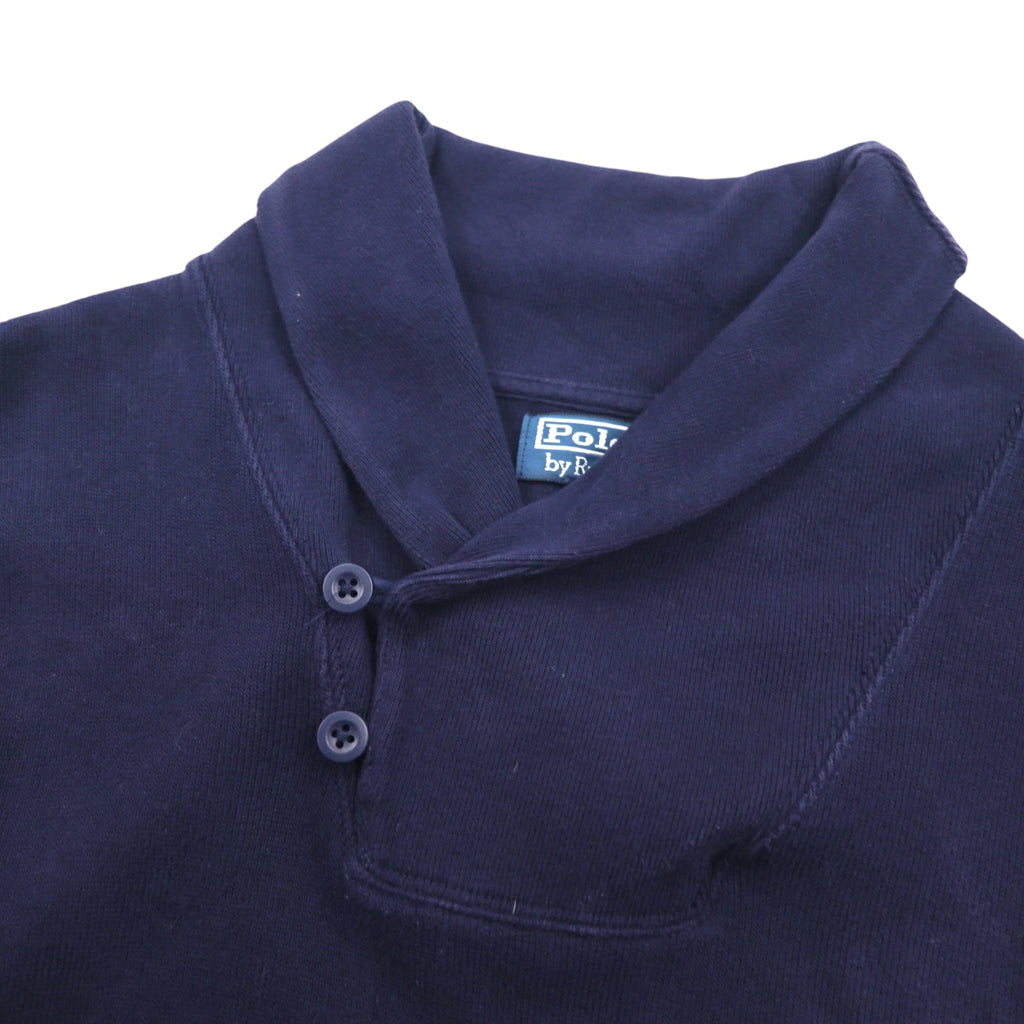 Polo Ralph Lauren 90s Shawl Collar Sweatshirt, Size L, Navy, Small Pony Embroidery