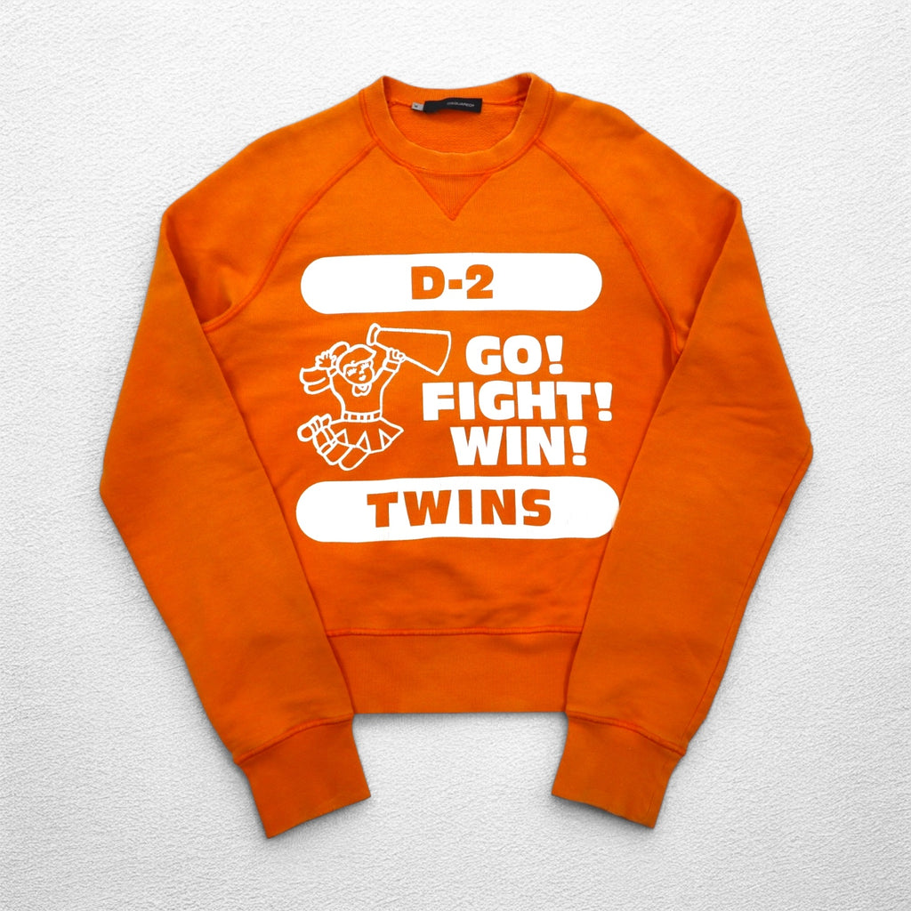 Dsquared2 Distressed Print Sweatshirt M Orange Made in Italy