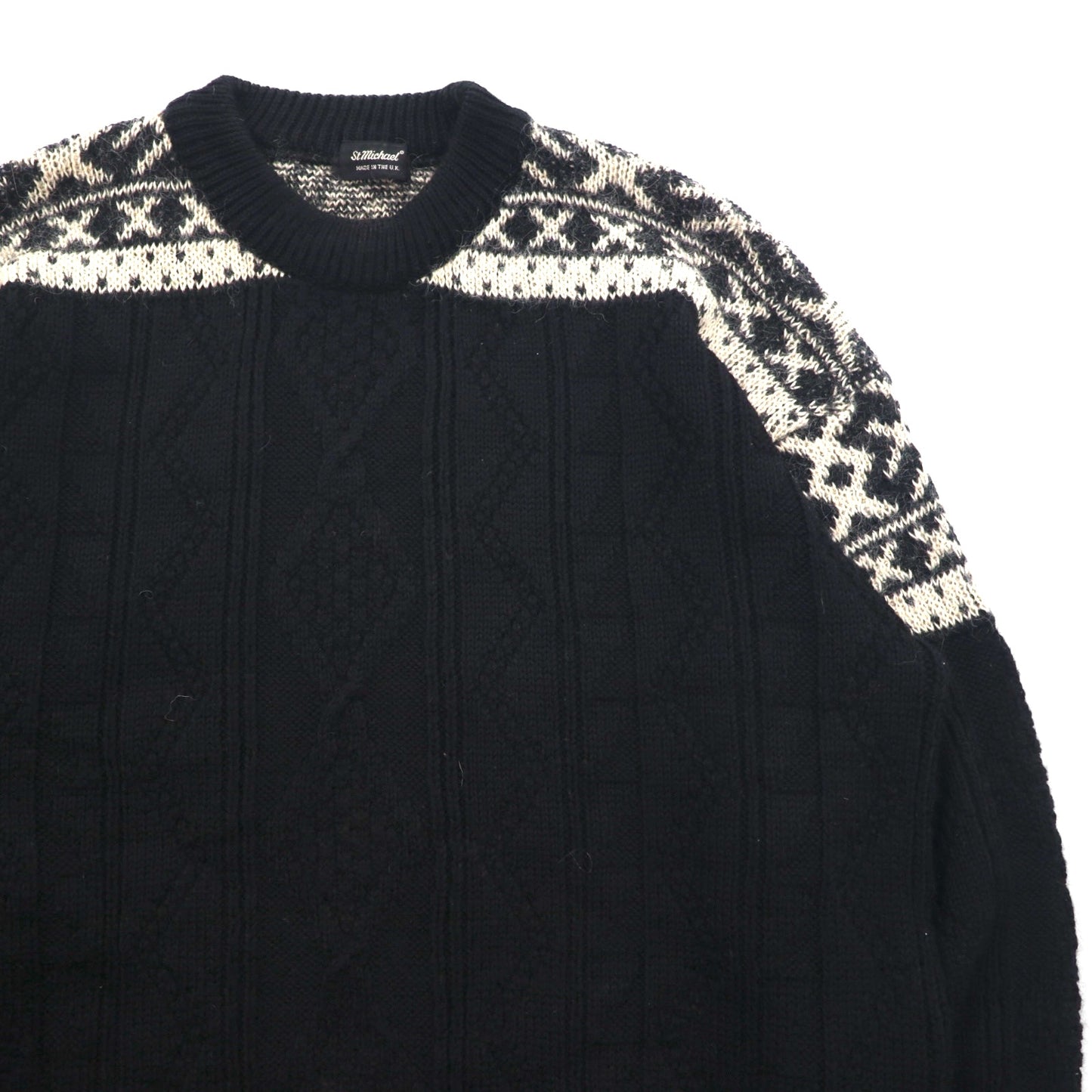 St.michael 90年代 英国製 フィッシャーマン アラン ニット セーター L ノルディック イギリス製