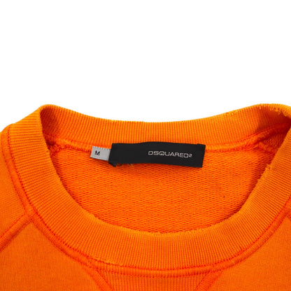 Dsquared2 ダメージ加工 プリント スウェット M オレンジ イタリア製
