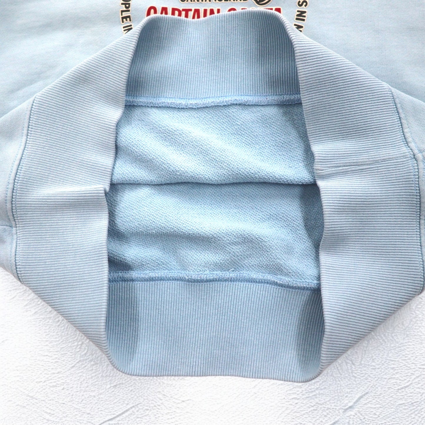 Captain Santa 90年代 キャラクタープリント スウェット S ブルー コットン 両面プリント