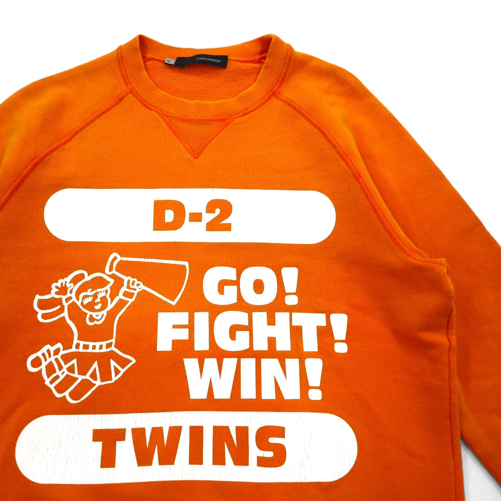 Dsquared2 Distressed Print Sweatshirt M Orange Made in Italy