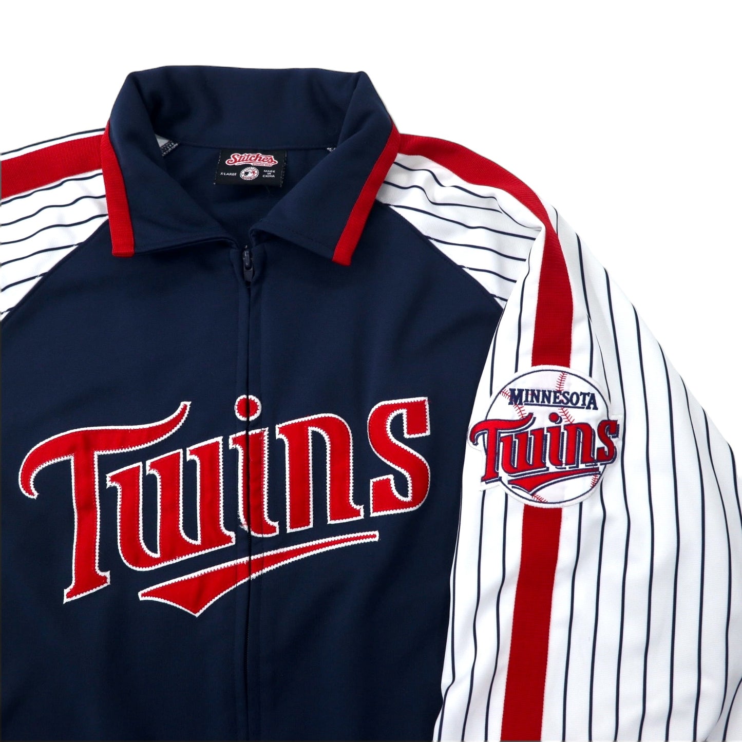 90年代 Stitches トラックジャケット ジャージ XL ネイビー ポリエステル サイドライン MLB ベースボール Twins ビッグサイズ