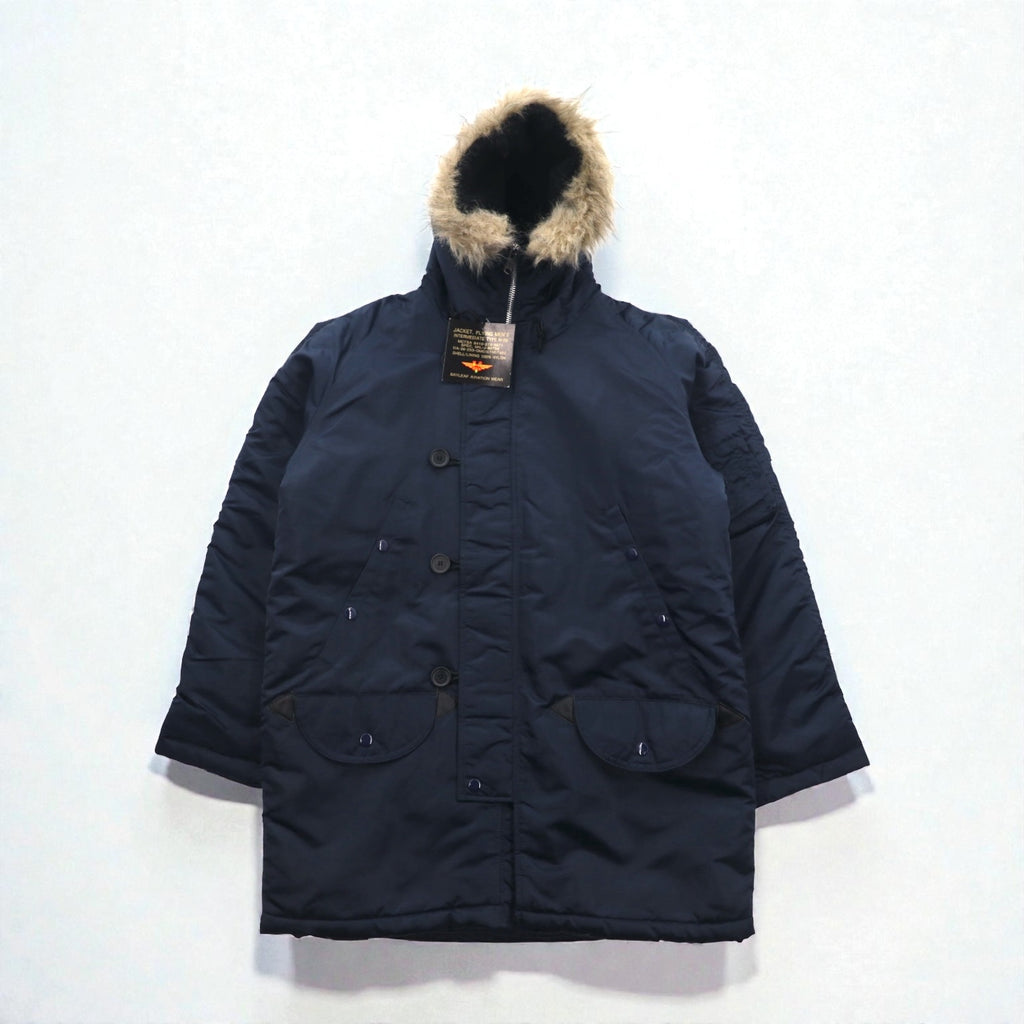 BAYLEAF AVIATION WEAR ミリタリー N-3B 中綿 フライトジャケット M ネイビー ファー US ARMY 未使用品