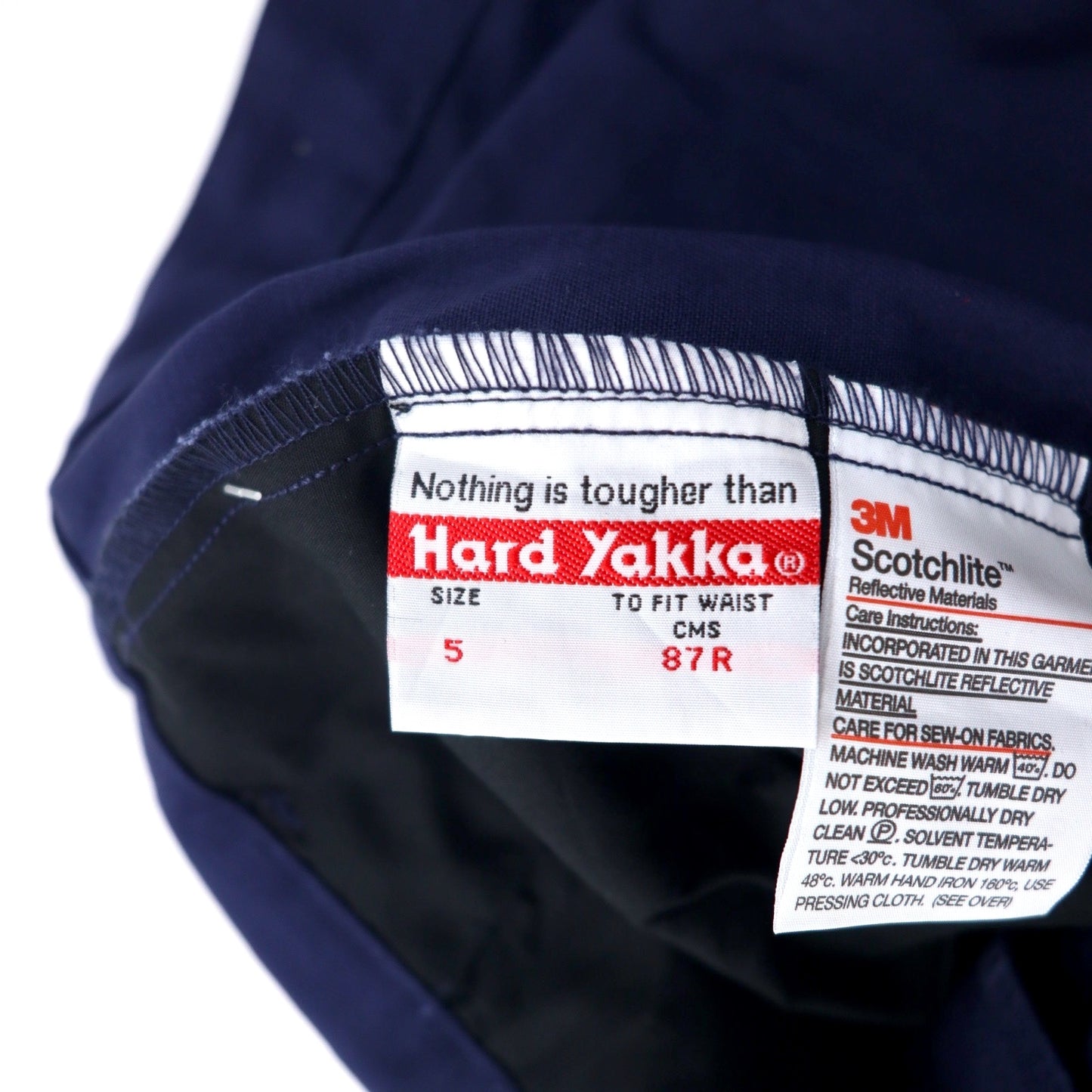 Hard Yakka センタープレス タック ワークパンツ 87R ネイビー コットン 3M Scotchlite リフレクター 未使用品