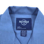 Hard Rock CAFE Short Sleeve Open Collar Shirt Aloha Shirt XL Navy Rayon Embroidery Guitar Motif Sashiko