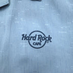 Hard Rock CAFE Short Sleeve Open Collar Shirt Aloha Shirt XL Navy Rayon Embroidery Guitar Motif Sashiko