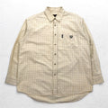 MCM Button-down shirt, XL, beige, check, cotton, chest pocket, one-point logo embroidery