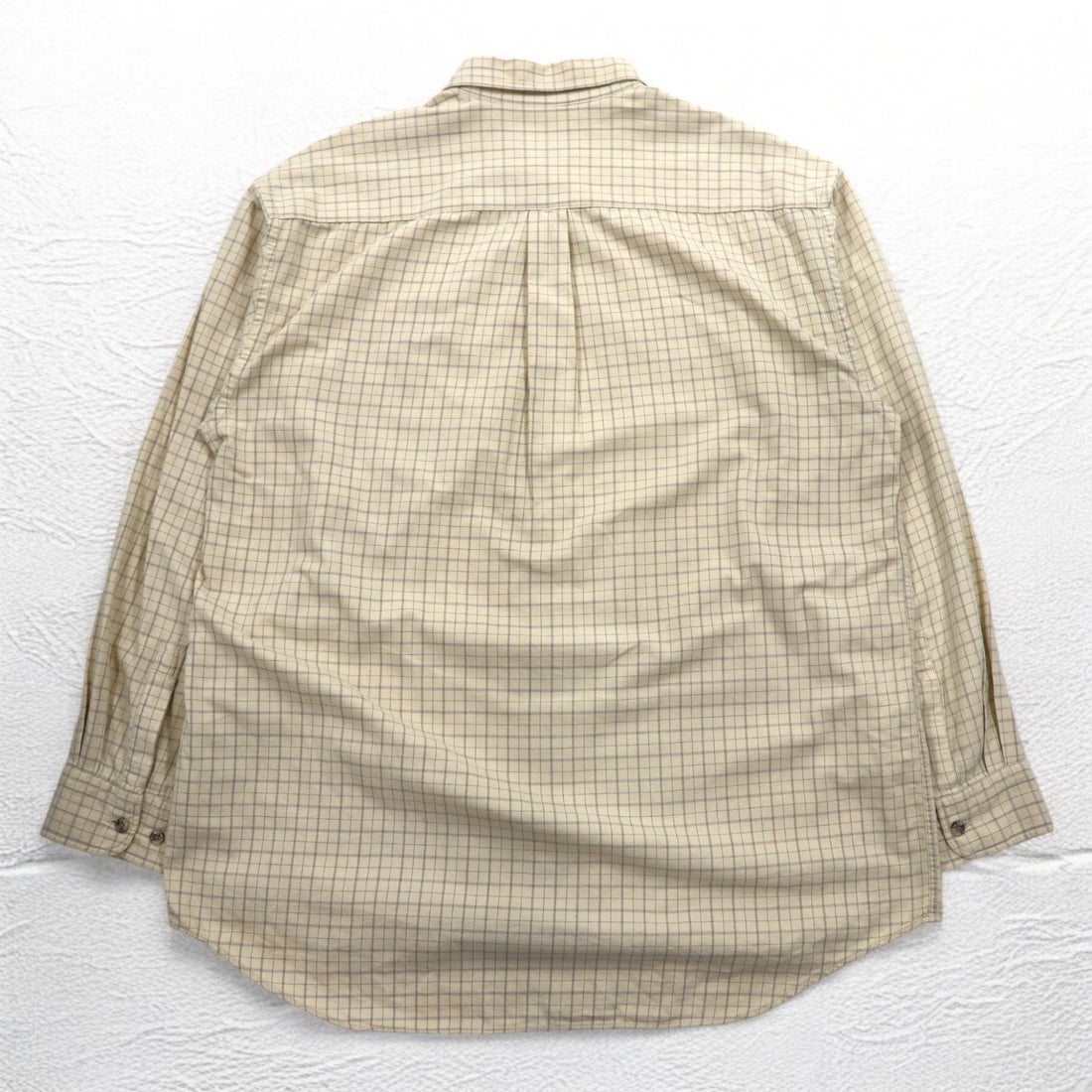 MCM Button-down shirt, XL, beige, check, cotton, chest pocket, one-point logo embroidery