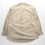 MCM Button-down shirt, XL, beige, check, cotton, chest pocket, one-point logo embroidery