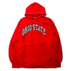 日本然リトテ-古着オンライン-STEVE AND BARRY'S リバースウィーブ パーカー L レッド コットン OHIO STATE カレッジ アーチロゴ ビッグサイズ-STEVE AND BARRY'S Reverse Weave Hoodie L Red Cotton OHIO STATE College Arch Logo Big Size