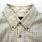 MCM Button-down shirt, XL, beige, check, cotton, chest pocket, one-point logo embroidery