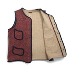 KAPITAL Fleece Beach Cross Vest S Red Navy Piping Snap Button Made in Japan