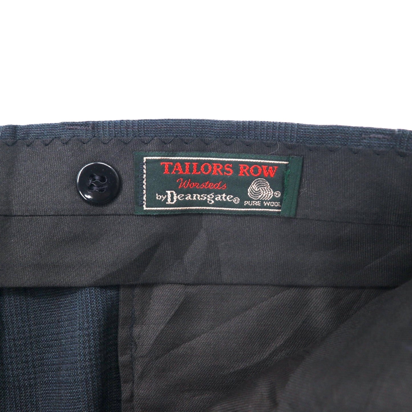 TAILORS ROW by Deansgate USA製 80年代 2タック ワイド スラックスパンツ W96 グレー チェック ウール サスペンダーボタン