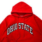 STEVE AND BARRY'S Reverse Weave Hoodie L Red Cotton OHIO STATE College Arch Logo Big Size