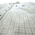 MCM Button-down shirt, XL, beige, check, cotton, chest pocket, one-point logo embroidery