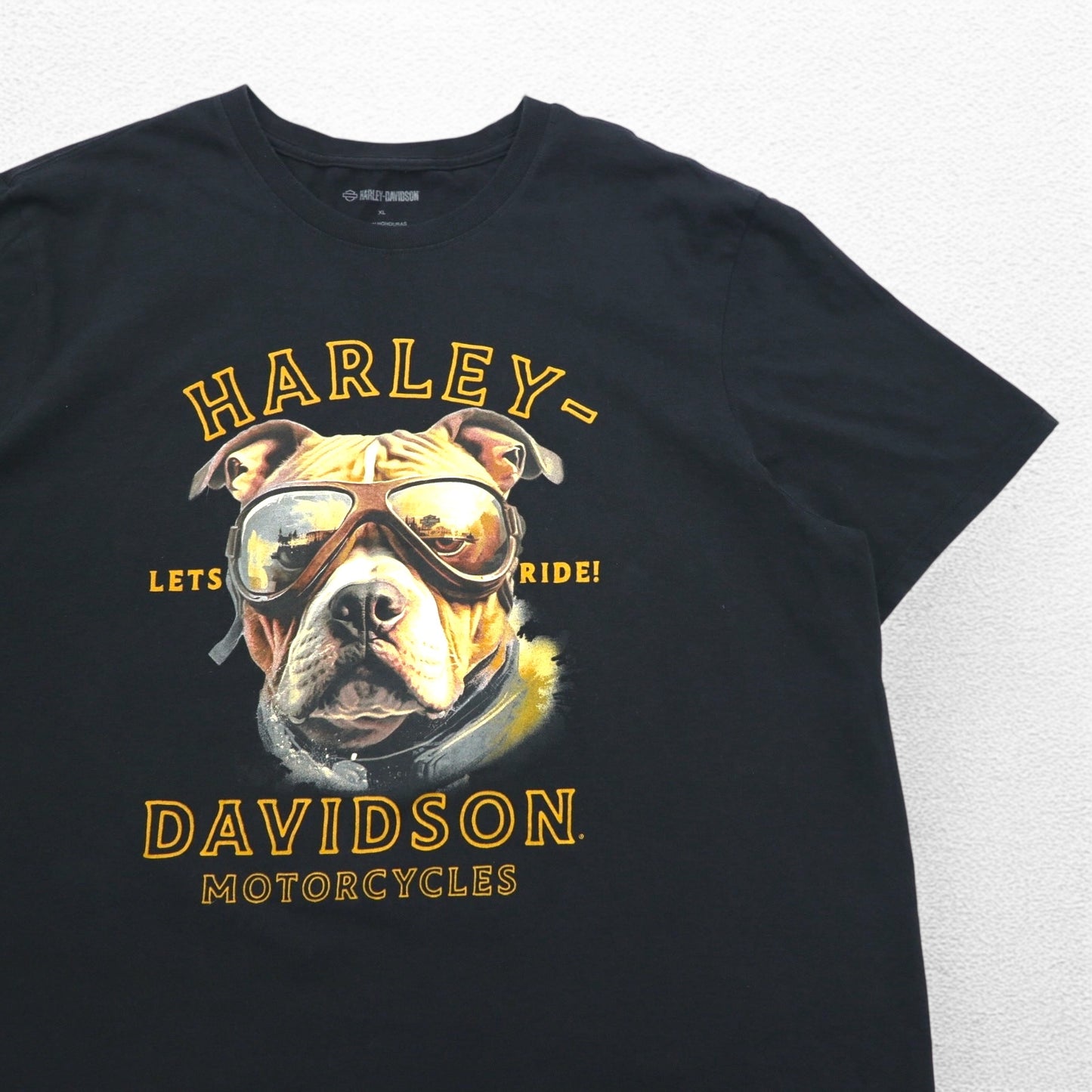 HARLEY DAVIDSON Double-sided Print T-Shirt XL Black Cotton Dog EL PASO Made in Honduras