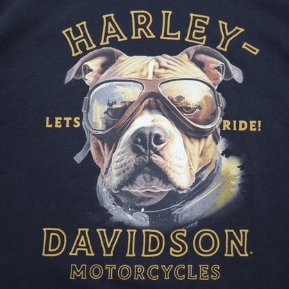 HARLEY DAVIDSON Double-sided Print T-Shirt XL Black Cotton Dog EL PASO Made in Honduras