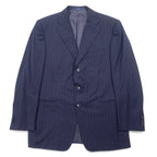 日本然リトテ-古着オンライン-Ermenegildo Zegna イタリア製 テーラードジャケット XL ネイビー ウール ストライプ-Ermenegildo Zegna Italy Made Tailored Jacket XL Navy Wool Striped