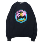 日本然リトテ-古着オンライン-JERZEES USA製 90年代 プリント スウェット L ブラック コットン 裏起毛 LAZY GIRLS CLUB-JERZEES USA Made 90's Print Sweatshirt L Black Cotton brushed lining LAZY GIRLS CLUB