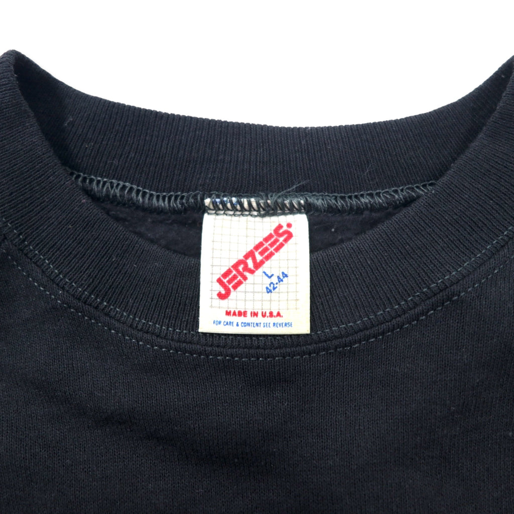 JERZEES Made in USA 90s Printed Sweatshirt L Black Cotton Fleece Lining LAZY GIRLS CLUB