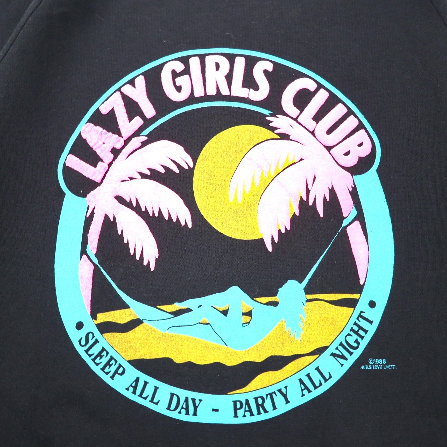 JERZEES USA製 90年代 プリント スウェット L ブラック コットン 裏起毛 LAZY GIRLS CLUB