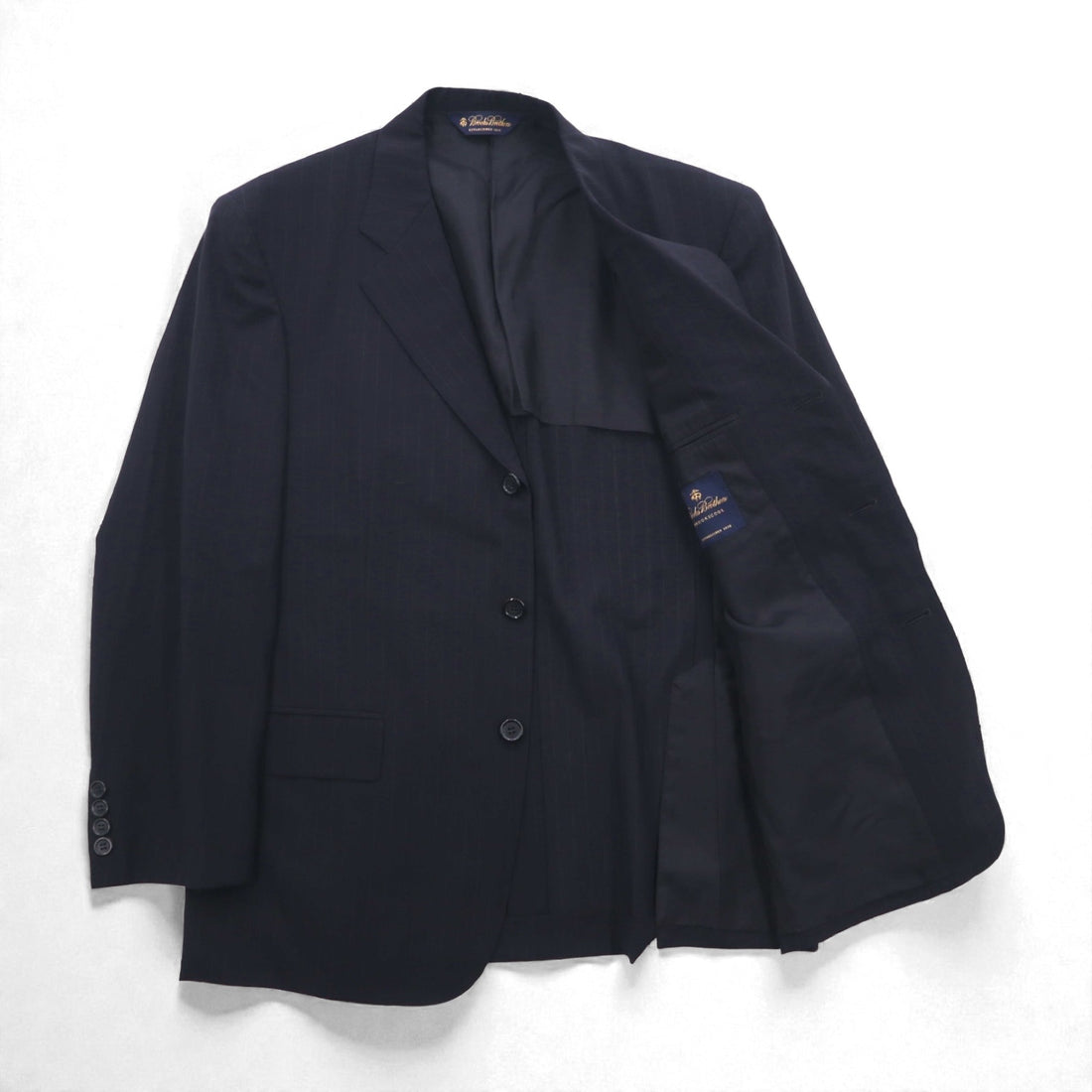 Brooks Brothers 3B Suit, Navy Wool Stripe, Size M