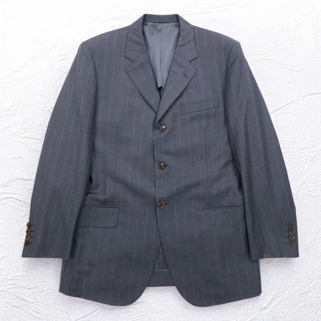 Ermenegildo Zegna Made in Italy 3B Suit Set L Grey Striped Wool