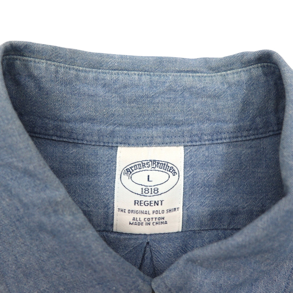Brooks Brothers REGENT Button-Down Chambray Shirt, Large, Blue Cotton